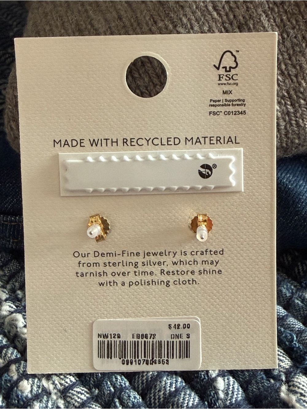 Madewell Demi-Fine Cherry Stud Earrings NW120 Semiprecious Stone NWT - Picture 2 of 2